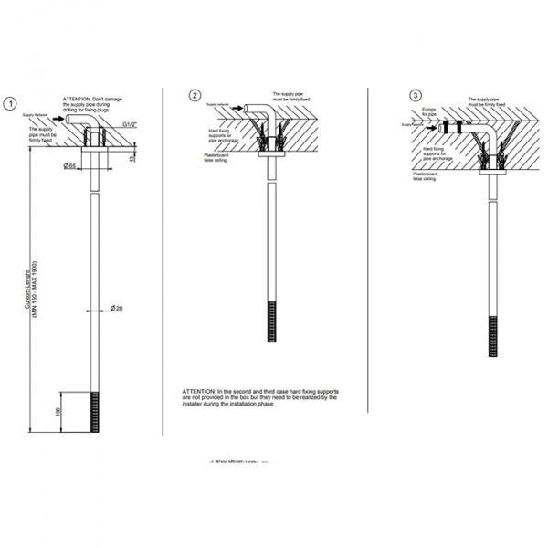 Gessi 316 Излив потолочный для удаленного управления, длина под заказ(365-1900мм), цвет: brushed black metal pvd