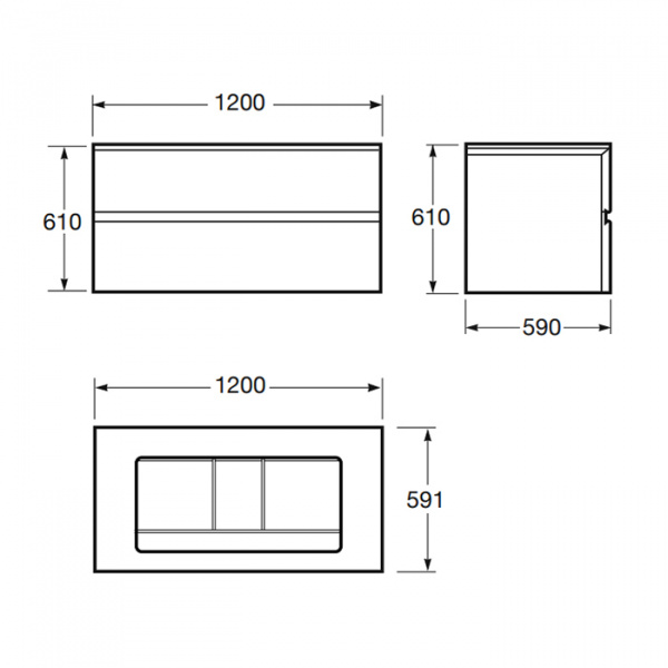 Armani Roca Baia Тумба подвесная с раковиной, 120х59х61см с 2 ящиками, со столешницей, цвет: черный