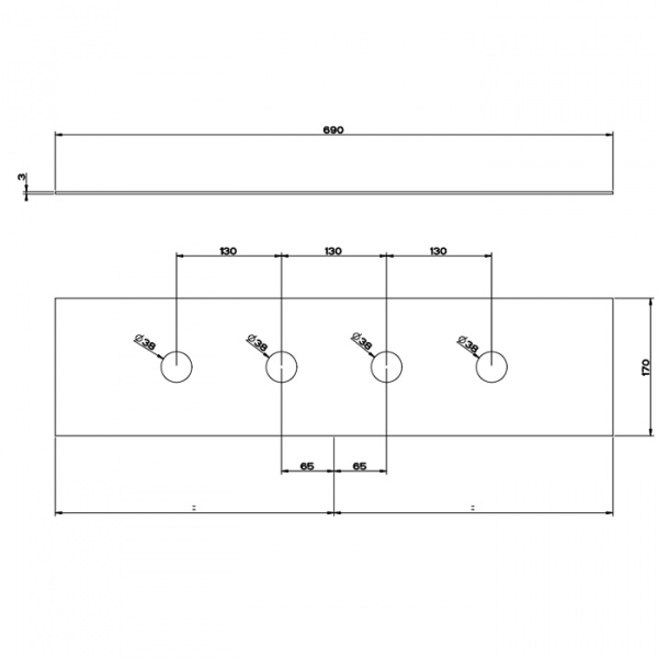 Gessi 316 Пластина на 4 отверстия для монтажного бокса, цвет: brushed black metal pvd