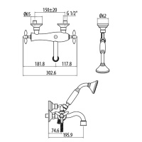 Gattoni Timor Смеситель для ванны с лейкой и шлангом, цвет: бронза