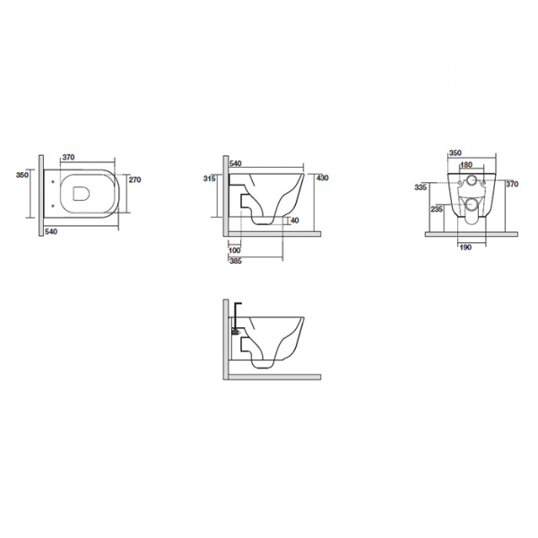 Kerasan Tribeca Унитаз подвесной 54х35см безободковый, с системой экономии воды 3л, c креплением, цвет: черный матовый