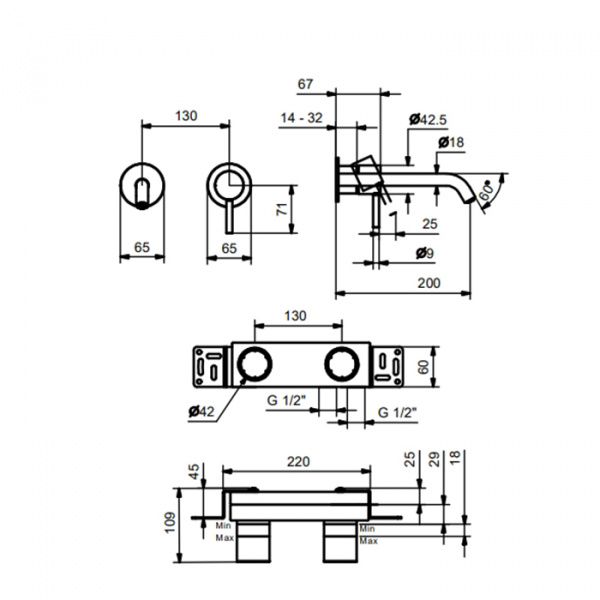 Fantini Nostromo SMALL Смеситель для раковины, встраиваемый, цвет: хром