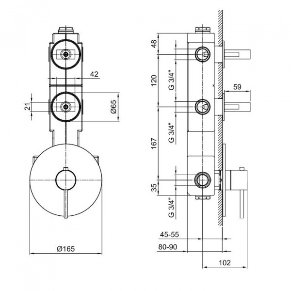 Fantini Venezia Встраиваемый смеситель для душа, термостатический, цвет: хром