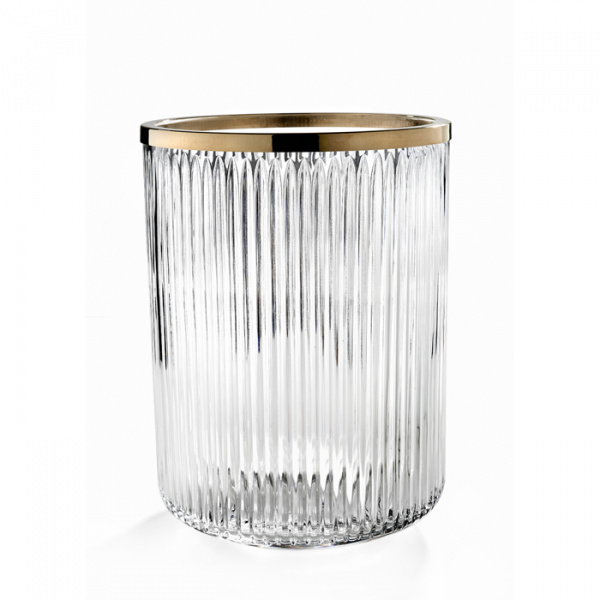 3SC ELEGANCE Ведро, без крышки, 20хh28х20 см, цвет: прозрачный хрусталь/золото 24к.