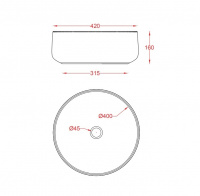 ArtCeram Cognac Раковина 42 см, без отв., накладная, без слив-перелива, цвет: bianco/testa di moro
