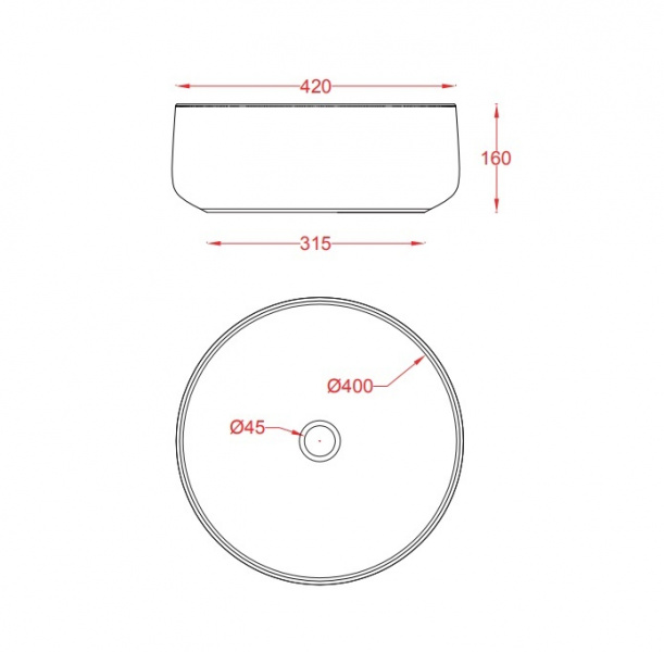 ArtCeram Cognac Раковина 42 см, без отв., накладная, без слив-перелива, цвет: bianco/testa di moro