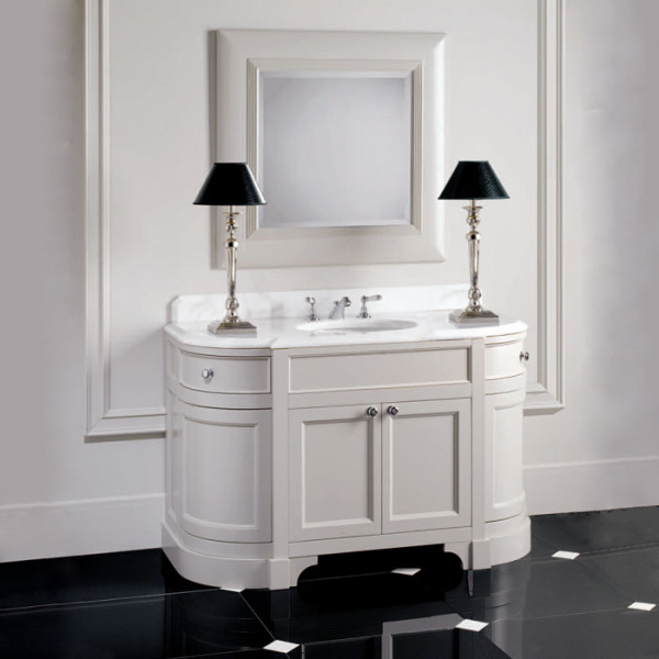 Devon&Devon Season Комплект мебели,  мрамор bianco carrara, раковина встраиваемая, столешница с 3 отверстиями под смеситель, 128 см, цвет базы: off white