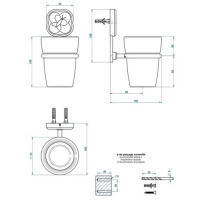 THG CAPUCINE MAUVE DECOR OR Стакан подвесной, стекло матовое, декор лиловый, цвет: полированное золото