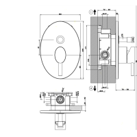Gessi Ovale Встраиваемый однорычажный смеситель с переключателем на 2 выхода, внешняя часть, цвет: хром
