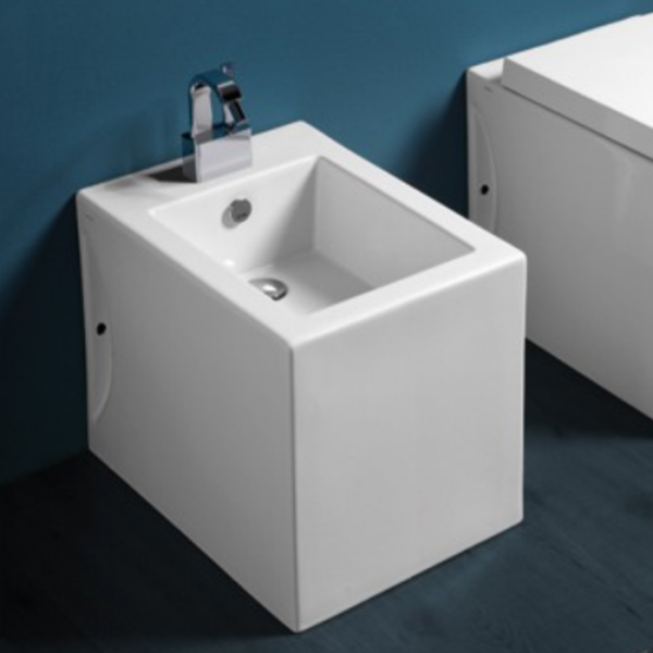 Simas Frozen Биде напольное с 1-м отверстием под смеситель 37.5х51см, цвет: белый