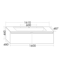 BurgBad Bel База подвесная с  умывальником из минер литья 161х48.7х46см, 2 выдв ящика,ручки профиль, цвет: кашемировый дубовый F2168 с зеркалом с подсветкой