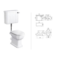 Sbordoni Romana Унитаз приставной 34х53хh40см слив в стену, для высокого/среднего бачка, цвет: белый