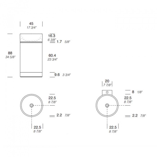 NOORTH milldue edition ROMA II Раковина 45х88 см, без отв., напольная, без перелива, с донным клапаном, цоколь Ardesia, цвет: Oro/Nero opaco