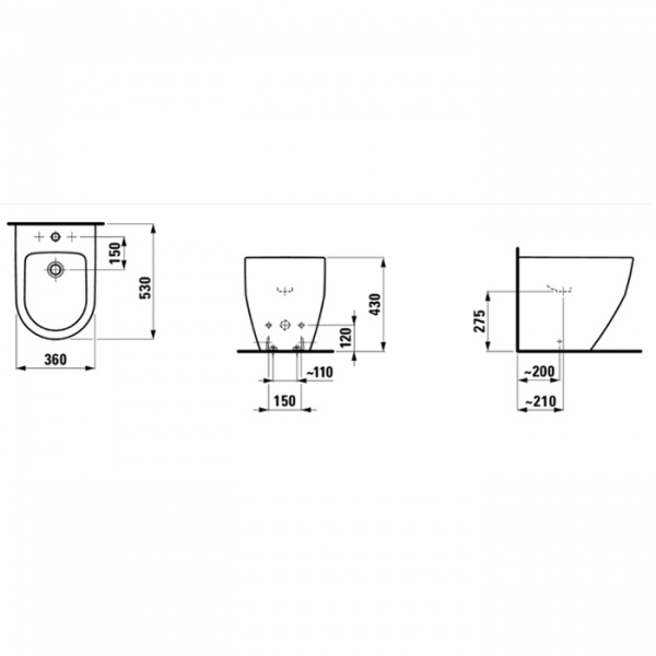 Laufen Pro Биде напольное 56x36x43 см, с 1 отв., цвет: белый