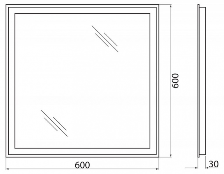 Зеркало с встроенным светильником и сенсорным выключателем SPC-GRT-800-800-LED-TCH, 12W, 220-240V, 800x30x800 SPC-GRT-800-800-LED-TCH