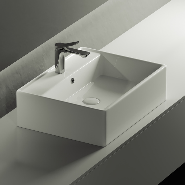 Умывальник чаша накладная прямоугольная Element 590*450*160мм Ceramica Nova белый 