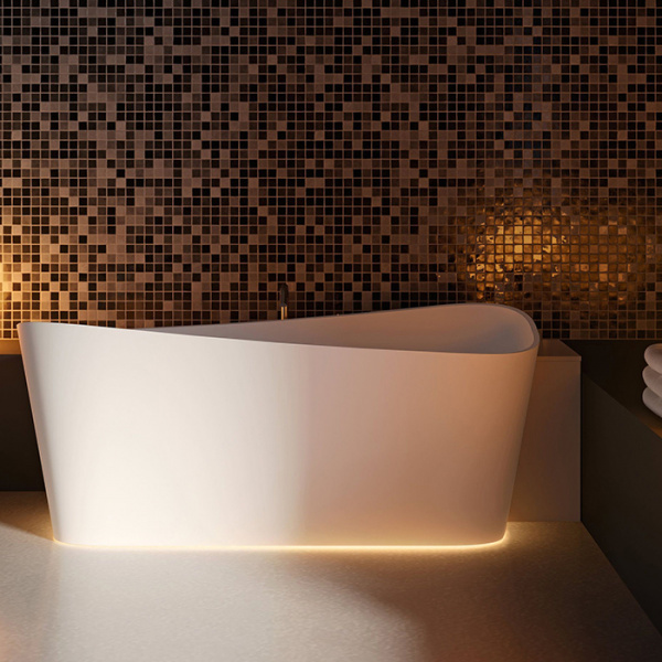 Novellini Infinitive Ванна угловая 184х90х70cм, Dx, в комплекте со смесителем хром, с донным клапаном click-clack, novotech