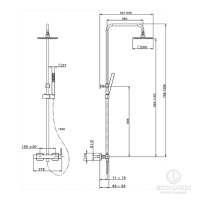 Cisal Roadster Настенная душевая система:смеситель для душа,верхний душ 200х200мм, ручной душ с держателем и шлангом, цвет: хром