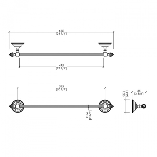 Devon&Devon Black Diamond Полотенцедержатель 61 см, подвесной, цвет: бронза