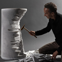 Antonio Lupi Introverso Раковина 45х85 см, без отв., без перелива, с д/клапаном, сифоном, слив в пол, мрамор, цвет: Marmo Carrara