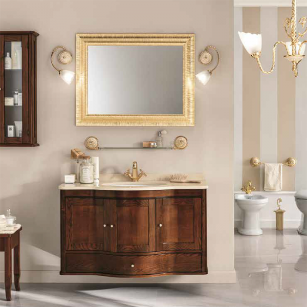 EBAN Virginia Комплект мебели: база под раковину, с раковиной и зеркалом, 103см , Цвет: Noce