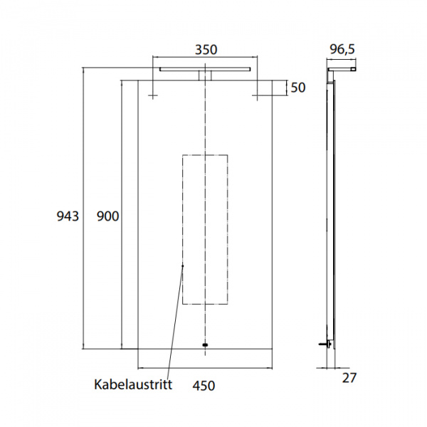 EMCO Зеркало со LED подсветкой, B45xH90см