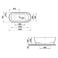 Laufen Pro Ванна отдельностоящая, 165х75см., слив click-clack