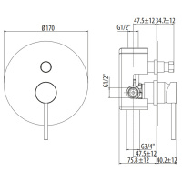 Gattoni Circle One Смеситель для душа, встраиваемый, на 2 выхода, с переключателем, с GBOX, цвет: хром