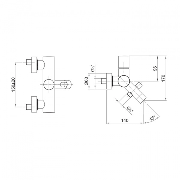 Fantini Nostromo Смеситель для ванны, настенный, цвет: хром