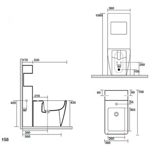 Kerasan Ego биде напольное с 1 отв. под смеситель 53см, цвет: белый
