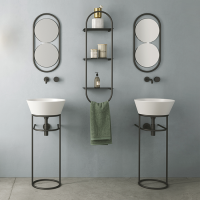 Simas Wave Структура металлическая напольная 30х40х75 см, с раковиной без отв. под смеситель, цвет: черный матовый