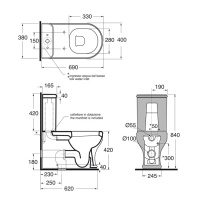 AZZURRA CHARME унитаз моноблок 68х40см, слив универсальный,с бачком СИДЕНИЕ НА ВЫБОР, фурнитура бронза