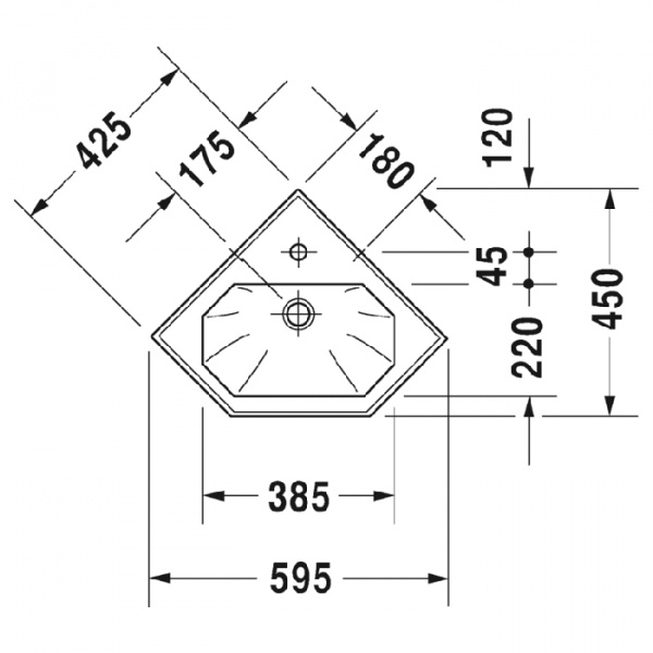 Duravit 1930 Раковина 59х45х19.5 см, 1 отв., цвет: белый