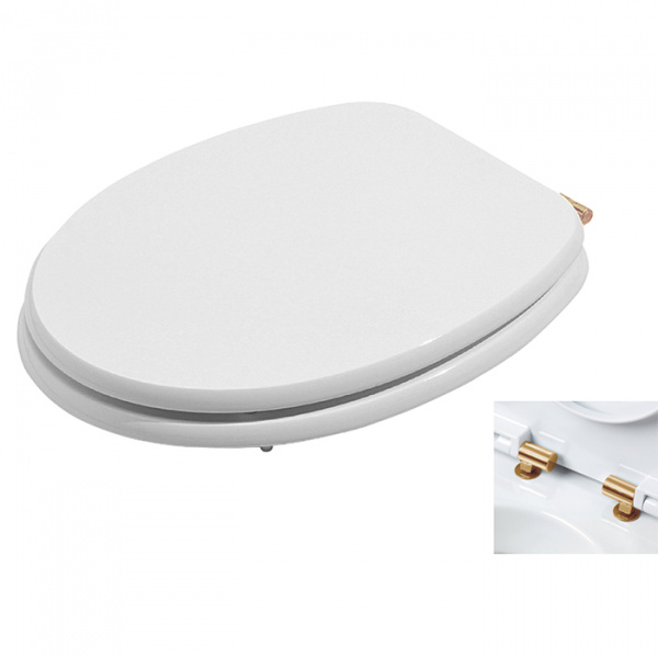 AZZURRA CHARME сиденье для унитаза, с микролифтом, цвет: белый/золото