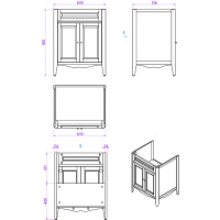 TW Veronica Nuovo комплект мебели с 2-мя дверцами, с доводчиками Blum, ручки: бронза, 68см, Цвет bianco