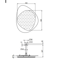 Carlo Frattini Wellness Верхний душ Cloud, в комплекте с потолочным держателем 150 мм., верхняя пластина черная, цвет: хром
