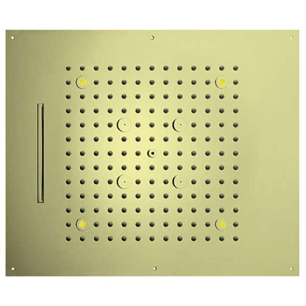 BOSSINI DREAM/3 Верхний душ 570 x 470 мм, 3 режима (дождь, каскад, туман), с 4 LED RGB, блок питания/управления, Cromoterapia, цвет: золото