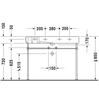 Duravit Vero Консоль металлическая 105x47см, с раковиной на 1 отв, цвет: белый/хром