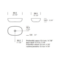 NOORTH milldue edition Раковина 60.5х38.5х14.5 см, без отв., накладная, цвет: белый