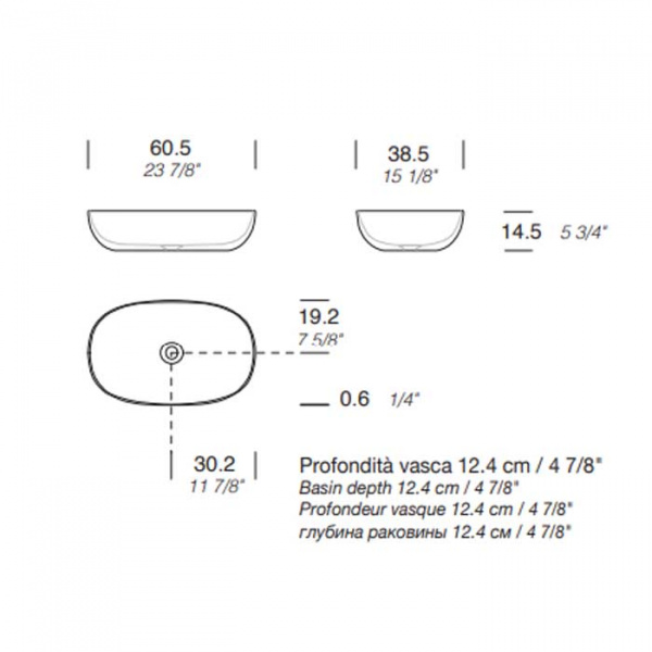 NOORTH milldue edition Раковина 60.5х38.5х14.5 см, без отв., накладная, цвет: белый