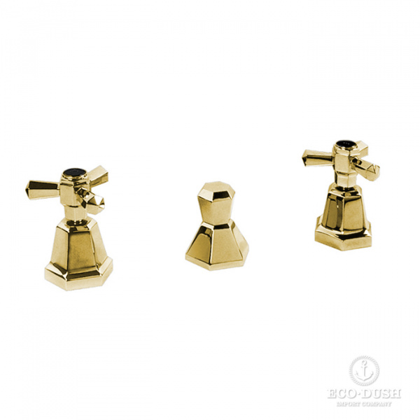 Stella Eccelsa Смеситель для биде на 3 отверстия 3600, без излива, с донным клапаном, цвет: золото