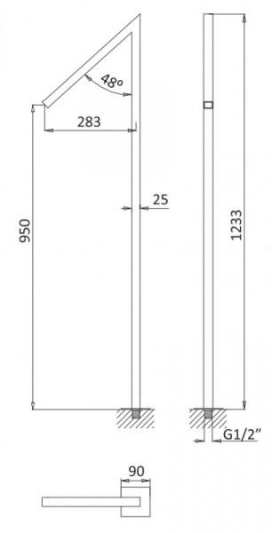 Излив напольный для ванны или раковины CEZARES PORTA-TVP