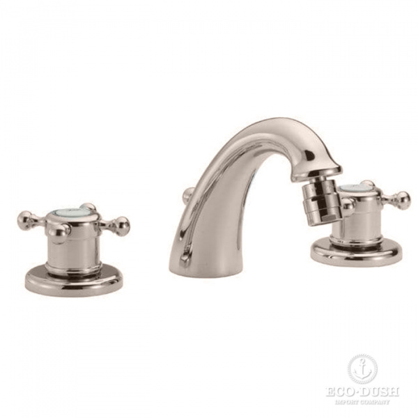 HUBER Victorian Смеситель для биде на 3 отверстия с донным клапаном, цвет: никель матовый