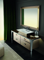 VITAGE milldue edition MAJESTIC 07 Комплект мебели 154х60хh78см., напольная, раковина, зеркало, отделка: стекло Bronzo acidato/black crom
