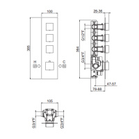 Carimali ilQuadro Смеситель термостатический, встраиваемый, на 3 выхода, цвет: хром