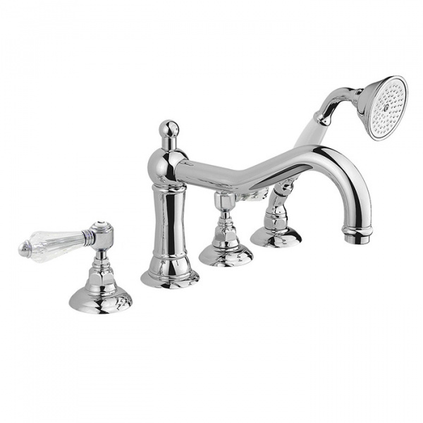 Nicolazzi Cristallo Liberty Смеситель на борт ванны с душем на 4 отверствия, излив: 246 мм, цвет: хром