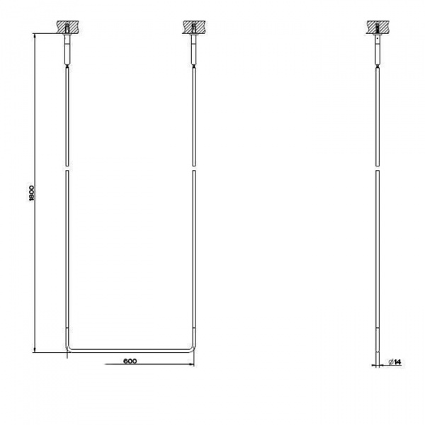 Gessi Goccia Полотенцедержатель потолочный 60см h=180см, подвесной, цвет: белый