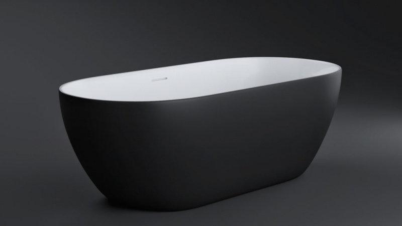 a-Uno Ванна отдельностоящая из литьевого мрамора 1700*800*570 мм (щелевой перелив, выпуск clic-clac в комплекте, сифон над уровнем пола), RAL внутри глянецевый или матовый/RAL снаружи глянцевый или матовый