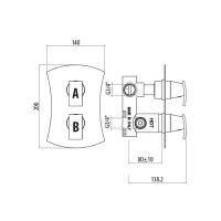 Gattoni Termostatici Термостатический смеситель для душа в современом стиле, 2 рычага на 2 выхода, цвет хром