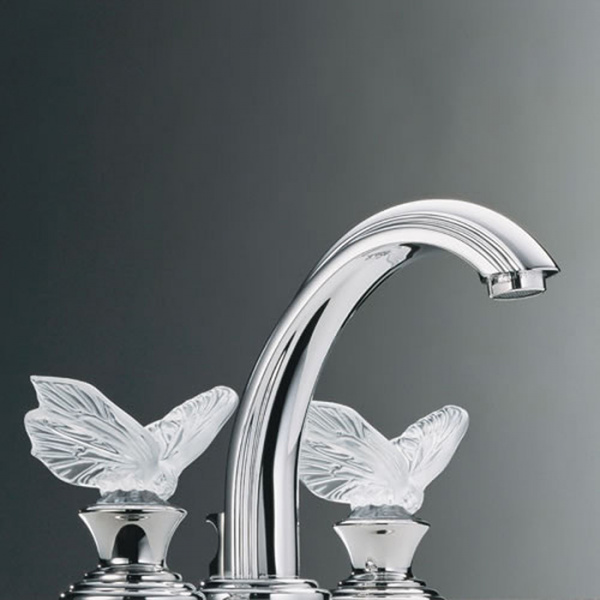 THG Papillon Смеситель для раковины, 3 отв., цвет: хром/прозрачный хрусталь